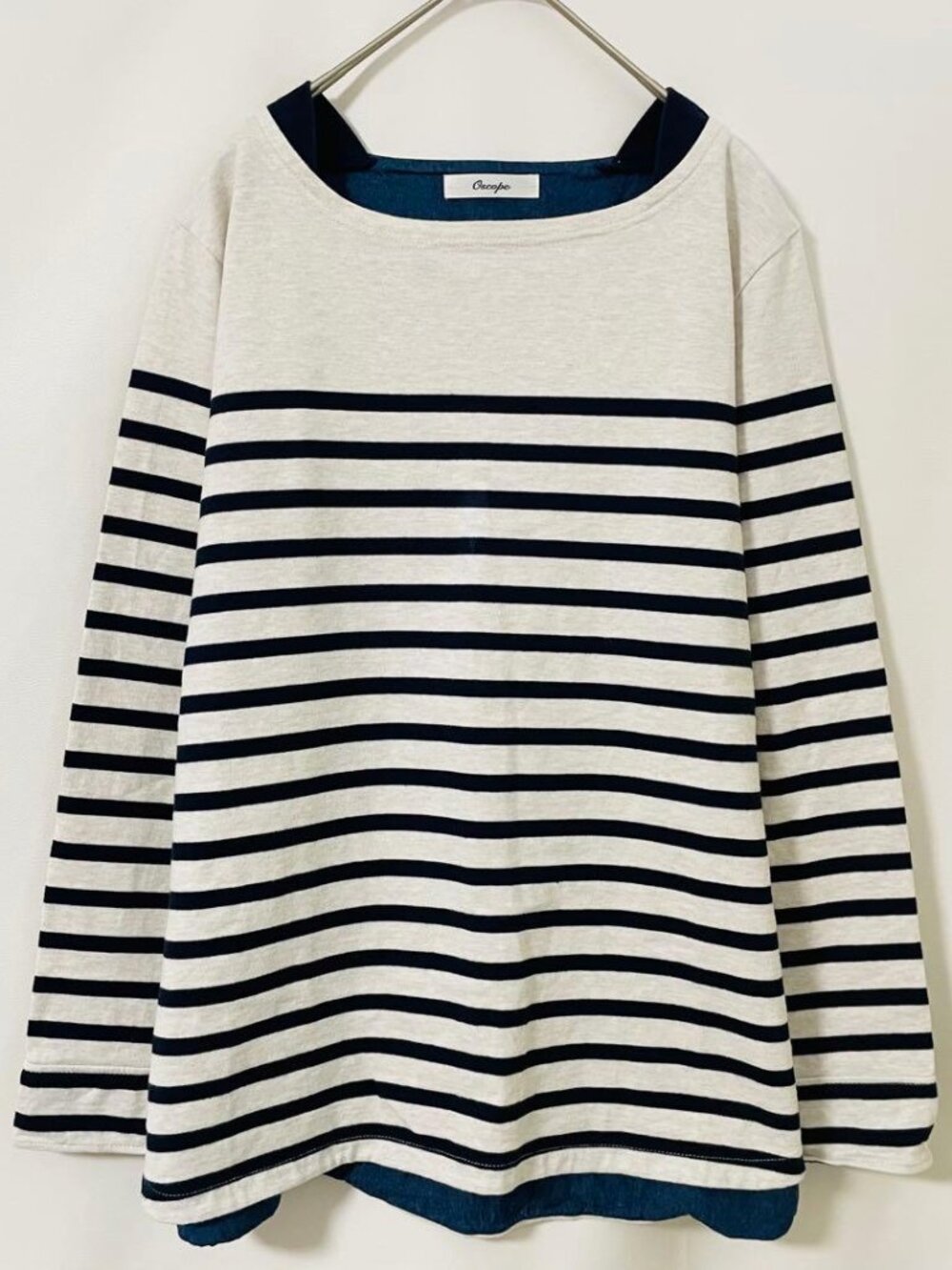 Lepsie Layered Look Top Cotton Navy Blouse